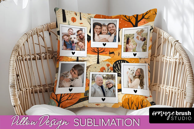 Autumn Photo Frame Pillow Sublimation - Add Your Picture Sublimation OrangeBrushStudio 