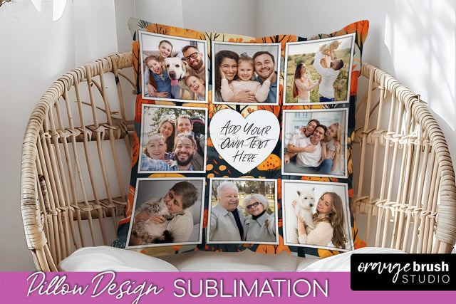 Autumn Photo Frame Pillow Sublimation - Add Your Picture Sublimation OrangeBrushStudio 