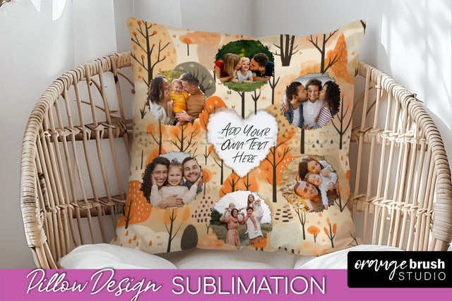 Autumn Photo Frame Pillow Sublimation - Add Your Picture Sublimation OrangeBrushStudio 