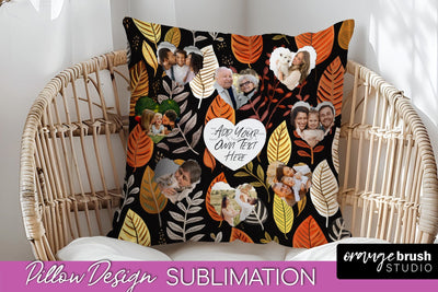 Autumn Photo Frame Pillow Sublimation - Add Your Picture Sublimation OrangeBrushStudio 