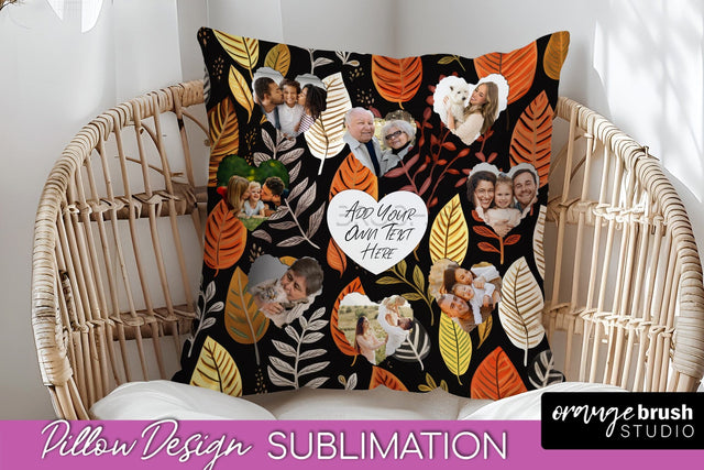 Autumn Photo Frame Pillow Sublimation - Add Your Picture Sublimation OrangeBrushStudio 