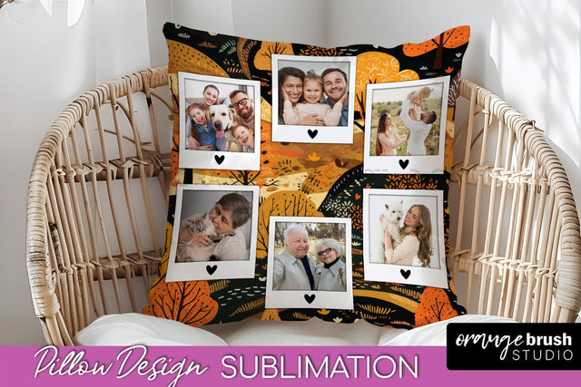 Autumn Photo Frame Pillow Sublimation - Add Your Picture Sublimation OrangeBrushStudio 