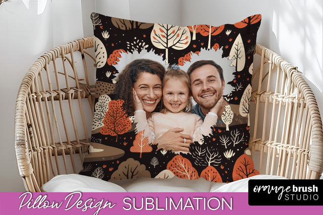 Autumn Photo Frame Pillow Sublimation - Add Your Picture Sublimation OrangeBrushStudio 