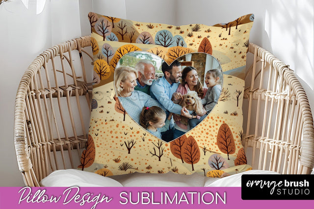 Autumn Photo Frame Pillow Sublimation - Add Your Picture Sublimation OrangeBrushStudio 