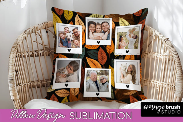 Autumn Photo Frame Pillow Sublimation - Add Your Picture Sublimation OrangeBrushStudio 