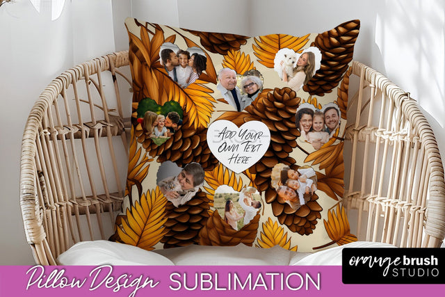 Autumn Photo Frame Pillow Sublimation - Add Your Picture Sublimation OrangeBrushStudio 