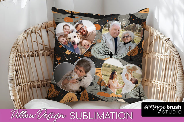 Autumn Photo Frame Pillow Sublimation - Add Your Picture Sublimation OrangeBrushStudio 