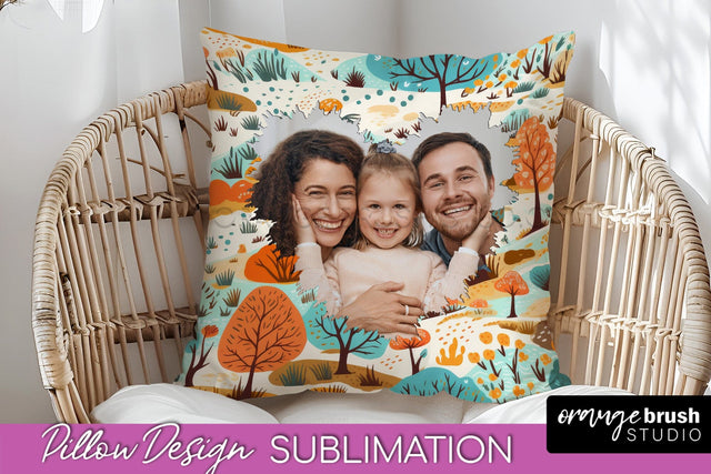 Autumn Photo Frame Pillow Sublimation - Add Your Picture Sublimation OrangeBrushStudio 