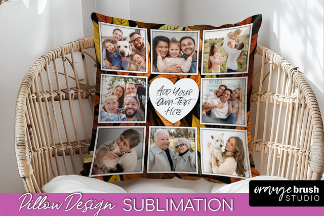 Autumn Photo Frame Pillow Sublimation - Add Your Picture Sublimation OrangeBrushStudio 