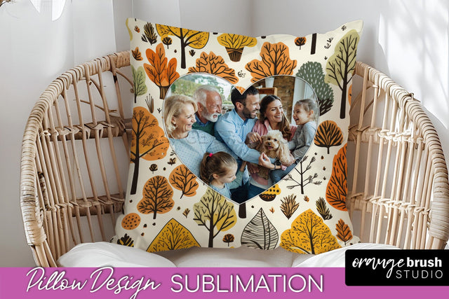 Autumn Photo Frame Pillow Sublimation - Add Your Picture Sublimation OrangeBrushStudio 
