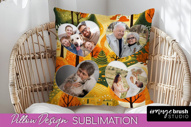 Autumn Photo Frame Pillow Sublimation - Add Your Picture Sublimation OrangeBrushStudio 