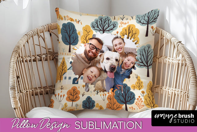 Autumn Photo Frame Pillow Sublimation - Add Your Picture Sublimation OrangeBrushStudio 