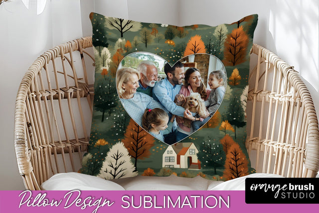 Autumn Photo Frame Pillow Sublimation - Add Your Picture Sublimation OrangeBrushStudio 