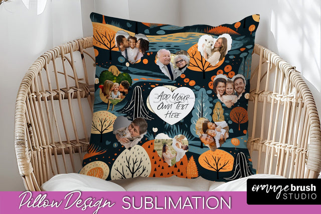 Autumn Photo Frame Pillow Sublimation - Add Your Picture Sublimation OrangeBrushStudio 