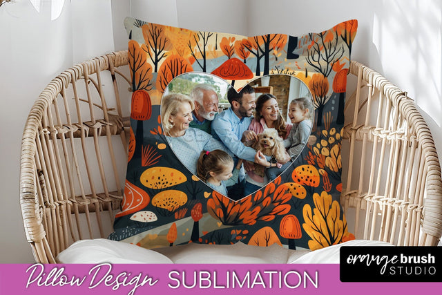 Autumn Photo Frame Pillow Sublimation - Add Your Picture Sublimation OrangeBrushStudio 