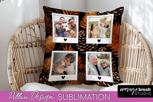 Autumn Photo Frame Pillow Sublimation - Add Your Picture Sublimation OrangeBrushStudio 