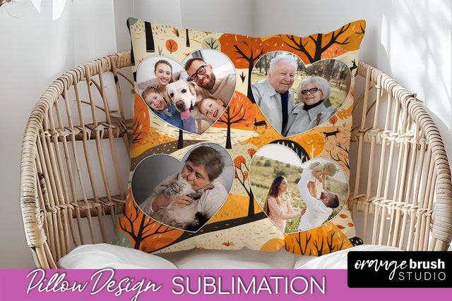 Autumn Photo Frame Pillow Sublimation - Add Your Picture Sublimation OrangeBrushStudio 