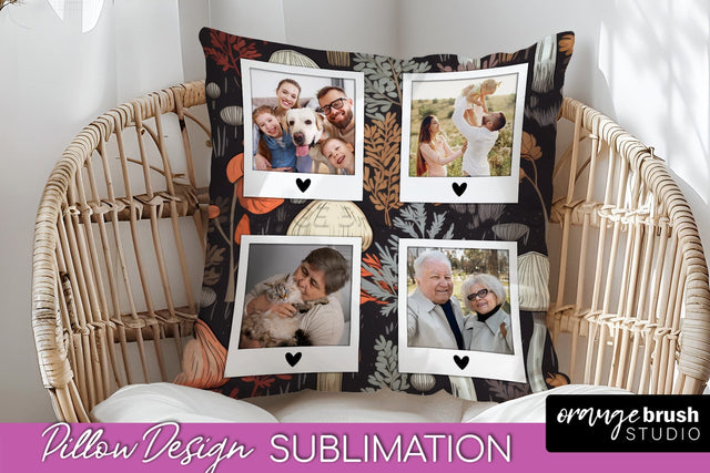 Autumn Photo Frame Pillow Sublimation - Add Your Picture Sublimation OrangeBrushStudio 