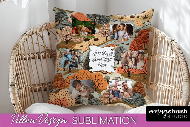 Autumn Photo Frame Pillow Sublimation - Add Your Picture Sublimation OrangeBrushStudio 