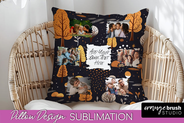 Autumn Photo Frame Pillow Sublimation - Add Your Picture Sublimation OrangeBrushStudio 