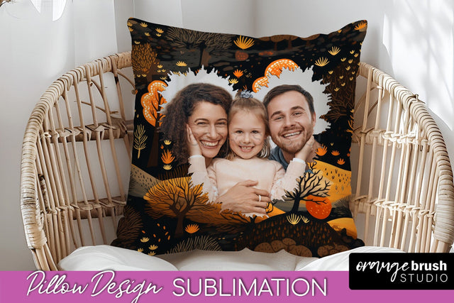 Autumn Photo Frame Pillow Sublimation - Add Your Picture Sublimation OrangeBrushStudio 