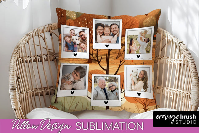 Autumn Photo Frame Pillow Sublimation - Add Your Picture Sublimation OrangeBrushStudio 