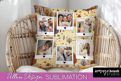 Autumn Photo Frame Pillow Sublimation - Add Your Picture Sublimation OrangeBrushStudio 