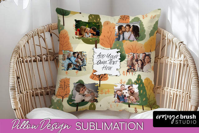 Autumn Photo Frame Pillow Sublimation - Add Your Picture Sublimation OrangeBrushStudio 