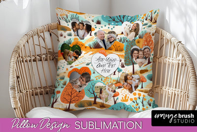 Autumn Photo Frame Pillow Sublimation - Add Your Picture Sublimation OrangeBrushStudio 