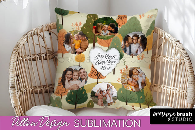 Autumn Photo Frame Pillow Sublimation - Add Your Picture Sublimation OrangeBrushStudio 