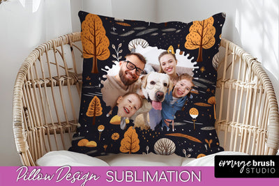 Autumn Photo Frame Pillow Sublimation - Add Your Picture Sublimation OrangeBrushStudio 