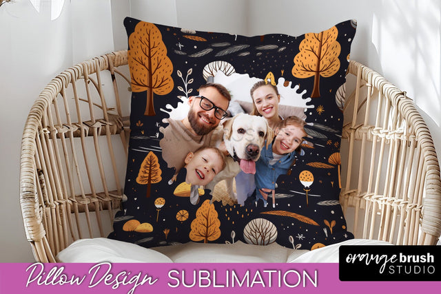 Autumn Photo Frame Pillow Sublimation - Add Your Picture Sublimation OrangeBrushStudio 