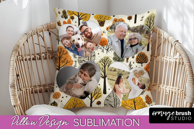 Autumn Photo Frame Pillow Sublimation - Add Your Picture Sublimation OrangeBrushStudio 