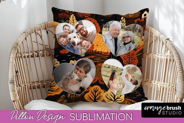 Autumn Photo Frame Pillow Sublimation - Add Your Picture Sublimation OrangeBrushStudio 