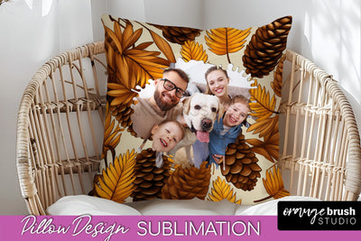 Autumn Photo Frame Pillow Sublimation - Add Your Picture Sublimation OrangeBrushStudio 