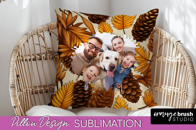 Autumn Photo Frame Pillow Sublimation - Add Your Picture Sublimation OrangeBrushStudio 
