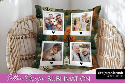 Autumn Photo Frame Pillow Sublimation - Add Your Picture Sublimation OrangeBrushStudio 