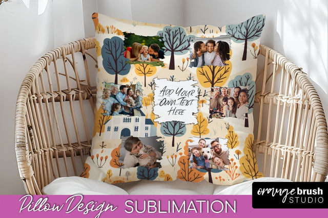 Autumn Photo Frame Pillow Sublimation - Add Your Picture Sublimation OrangeBrushStudio 