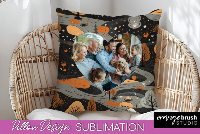Autumn Photo Frame Pillow Sublimation - Add Your Picture Sublimation OrangeBrushStudio 