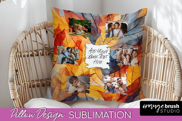 Autumn Photo Frame Pillow Sublimation - Add Your Picture Sublimation OrangeBrushStudio 
