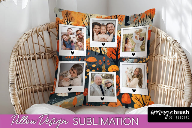 Autumn Photo Frame Pillow Sublimation - Add Your Picture Sublimation OrangeBrushStudio 