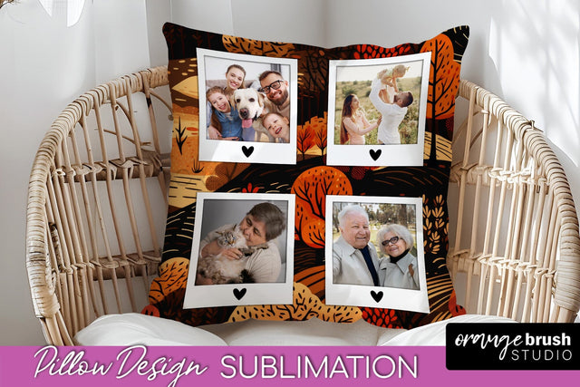 Autumn Photo Frame Pillow Sublimation - Add Your Picture Sublimation OrangeBrushStudio 