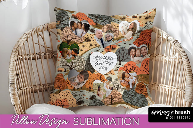 Autumn Photo Frame Pillow Sublimation - Add Your Picture Sublimation OrangeBrushStudio 