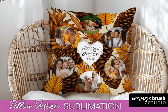 Autumn Photo Frame Pillow Sublimation - Add Your Picture Sublimation OrangeBrushStudio 