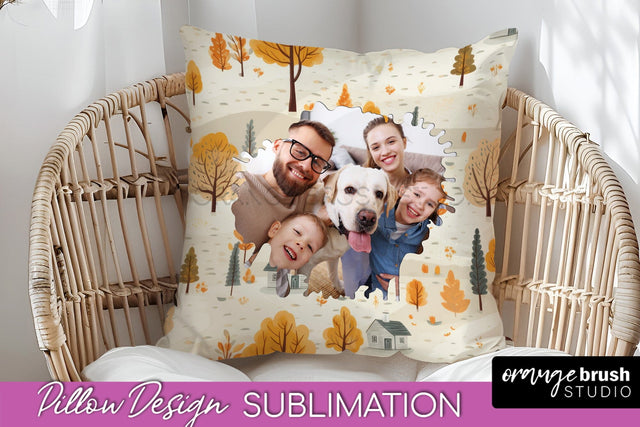 Autumn Photo Frame Pillow Sublimation - Add Your Picture Sublimation OrangeBrushStudio 