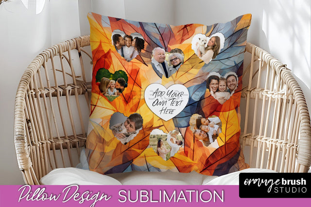 Autumn Photo Frame Pillow Sublimation - Add Your Picture Sublimation OrangeBrushStudio 