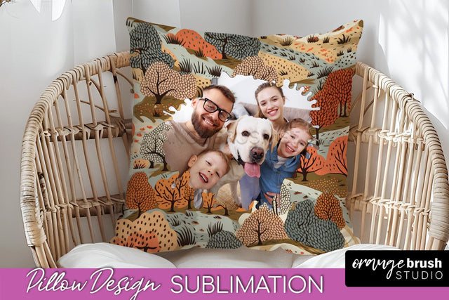 Autumn Photo Frame Pillow Sublimation - Add Your Picture Sublimation OrangeBrushStudio 