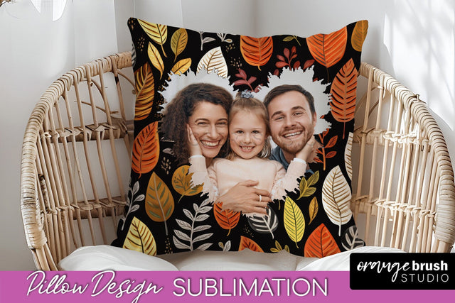 Autumn Photo Frame Pillow Sublimation - Add Your Picture Sublimation OrangeBrushStudio 