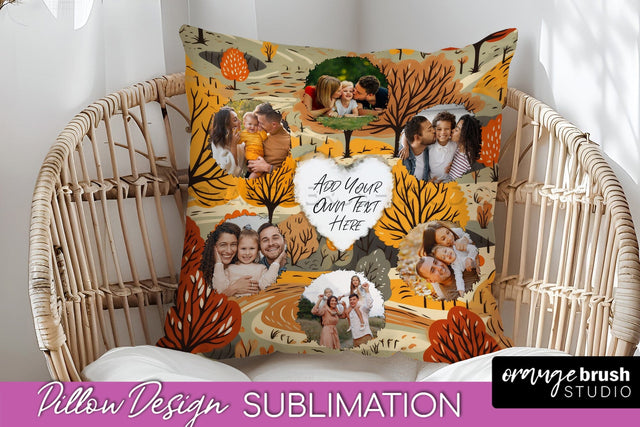 Autumn Photo Frame Pillow Sublimation - Add Your Picture Sublimation OrangeBrushStudio 