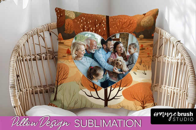 Autumn Photo Frame Pillow Sublimation - Add Your Picture Sublimation OrangeBrushStudio 
